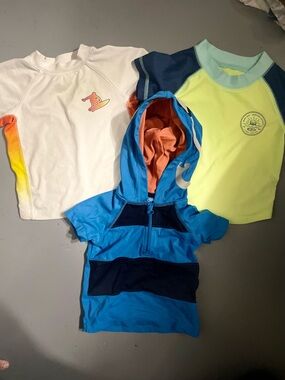 Gap Kids Swim Rashguard Set of 3 - White, Neon Yellow & Blue